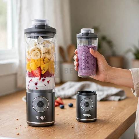 Ninja Blast Max, liquidificador portátil e pessoal + Twist & Go, Smoothie, Blend, Ice Crush, 3 programas, sem fio, recipiente removível de 650 ml, lavável na lava-louças, à prova de vazamento, cinza