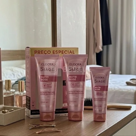 Kit Nutri Rose Shampoo 250ml + Cond 125ml + Leave-in 30ml