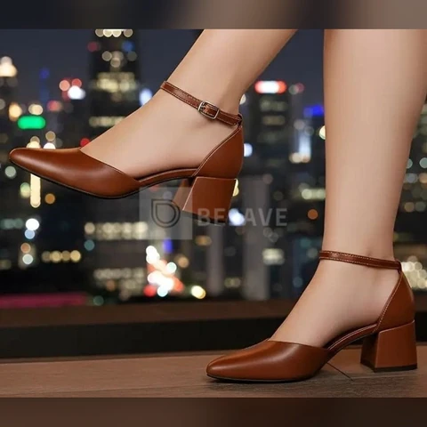Scarpin Feminino Bico Fino Salto Salomé Saia E Blusa Moderno