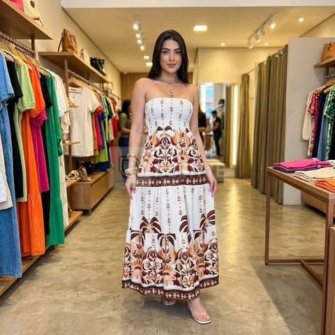 Vestido Tomara Que Caia Estampa Floral Tropical Blogueira