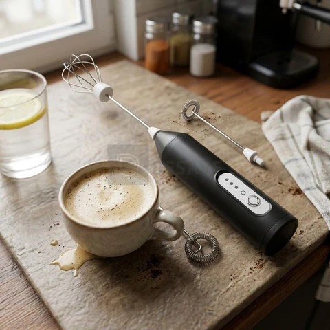 Mini Mixer Misturador De Bebidas Elétrico 2 Em 1 Portátil Recarregável Mexedor De Ovos Leite Whey Café Espuma Shake Drinks Capuccino Suco Blackbom