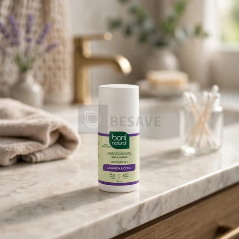 Desodorante Roll-On sem Alumínio, Natural, Vegetal e Vegano, Coco e Magnésio, com Perfume Suave de Lavanda, Boni Natural, 55ml