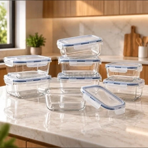 Kit 10 Potes Vidro Borossilicato Hermético Freezer E Forno