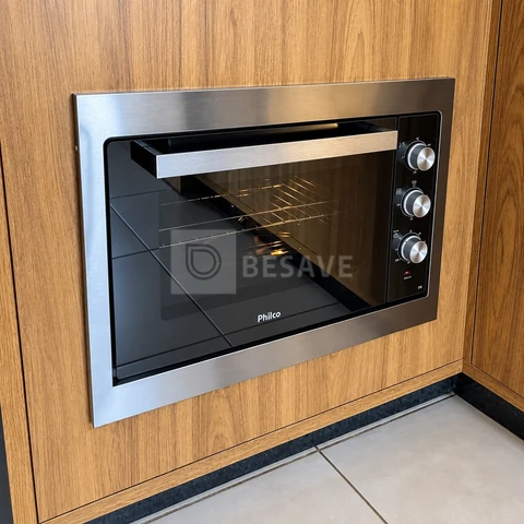 Forno Elétrico De Embutir Philco Pfe47e Esmaltado Dupla Resi Cor Aço escovado