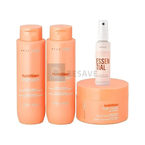 Kit Braé Stages Nutrition Shampoo,cond,másc + Essential 60ml