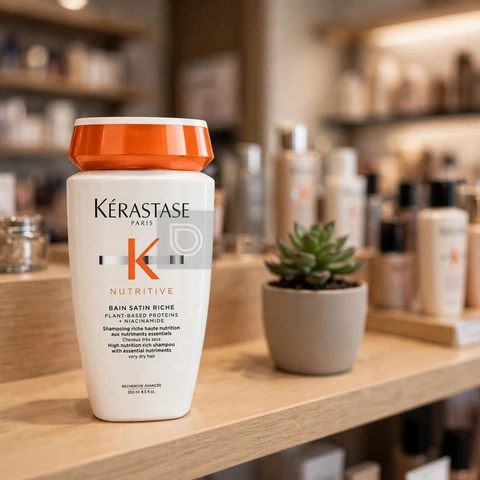 Kérastase Nutritive Bain Satin Riche Shampoo Nutritivo para Cabelos Finos e Médios, Secos e Ressecados, Nutrição Profunda com Ativos Anti-ressecamento 250ml