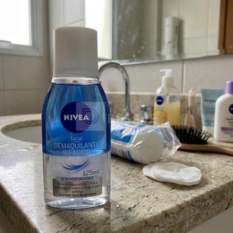 NIVEA Demaquilante Bifásico 125ml, Remove Maquiagem à Prova D'água, Protege Cílios, Gentil com a Pele