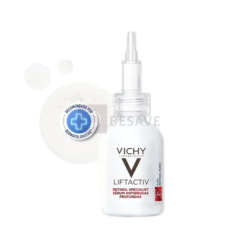 Vichy Liftactiv Sérum Facial Antirrugas Profundas com 0,2% de Retinol Puro, Peptídeos Anti-idade, Uniformiza a Textura e Auxilia na Renovação Celular 30ml