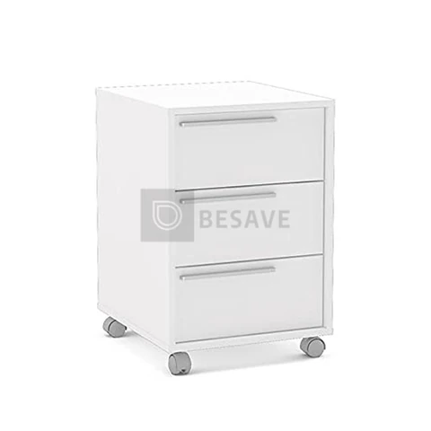 Gaveteiro Maia 3 Gavetas com rodízios Branco Politorno