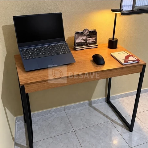 Escrivaninha Industrial 90cm Mesa Estudo Aparador Aço Mdf