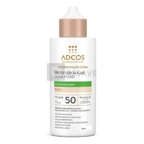 Protetor Solar Aqua Fluid Fps 50 40ml Tono Peach Adcos