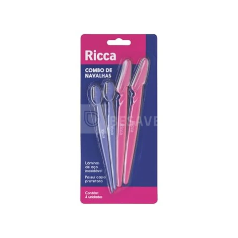 Navalhas para Sobrancelha Ricca, Pack com 4 Unidades