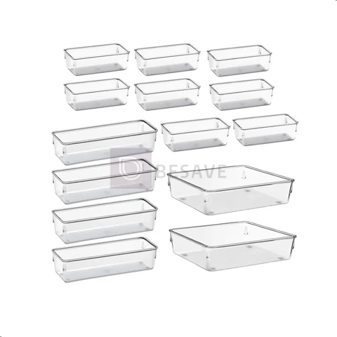 Kit Organizadores Com 14 Multiuso Gavetas Empilhavel