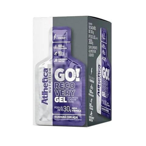 Go Energy Gel (10 Sachês) - Sabor Guaraná e Açai, Atlhetica Nutrition, Roxo