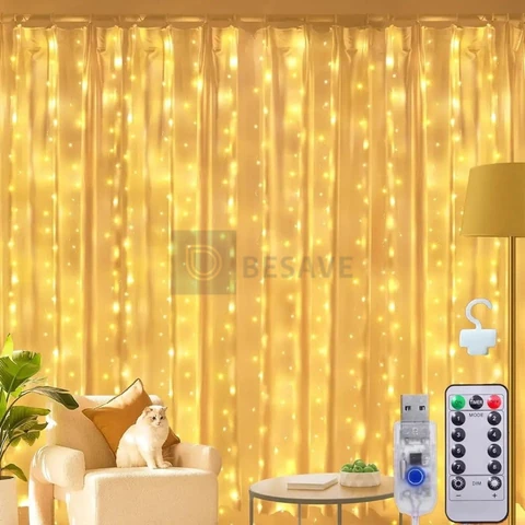 3*3m Cortina De Luz 300 Pisca Pisca Led Decoração De Natal