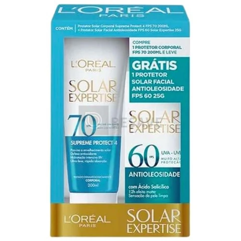 L'Oréal Paris Solar Expertise Kit Protetor Solar FPS 70 + FPS 60, 200ml+25g