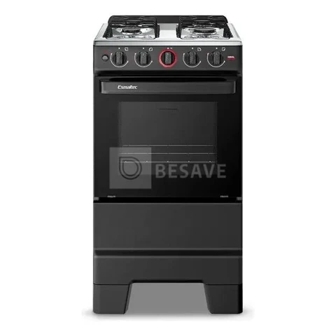 Fogão a Gás Mesa Inox Forno 50L Limpa Fácil e Acendimento Automático Esmaltec IDEAL Super F4IAP Cor Preto 4 bocas