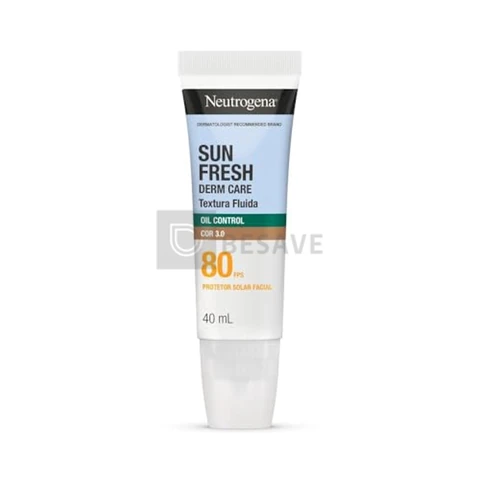 Protetor Solar Facial Neutrogena Sun Fresh, Cor 3.0, FPS 80, 40ml