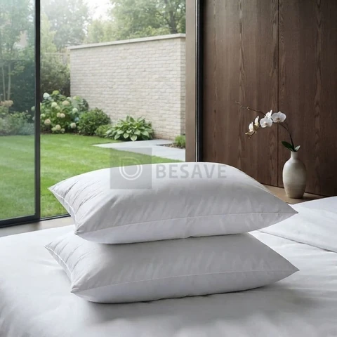 Kit 02 Travesseiro Antialérgico Pluma De Ganso 70cm X 50cm Cor Branco