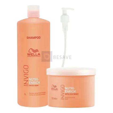 Kit Wella Nutri Enrich Shampoo 1000ml + Máscara 500ml Invigo