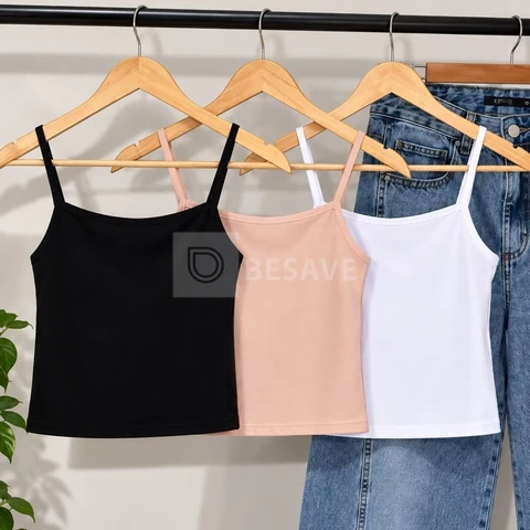 Kit 3 Regatinhas Femininas Suplex Forro Duplo Básica Casual