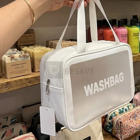 Bolsa Feminina Transparente Necessaire Maquiagem Grande Cor Branco
