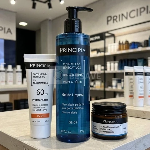 Kit Principia para Rotina de Skincare Pele Sensível com Protetor Solar FPS 60
