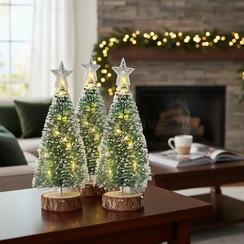 3 Mini Arvore De Natal Com Led Decoracao Natalina Luxo