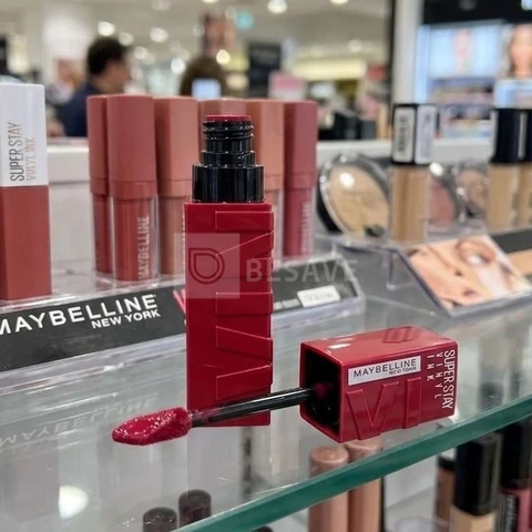 Maybelline NY SuperStay Vinyl Ink Batom Líquido, Longa Duração, Acabamento Vinil Espelhado e Efeito Gloss, Brilho Instantâneo, Conforto para os Lábios, Fórmula Vegana, Cor Unrivaled 4,2ml