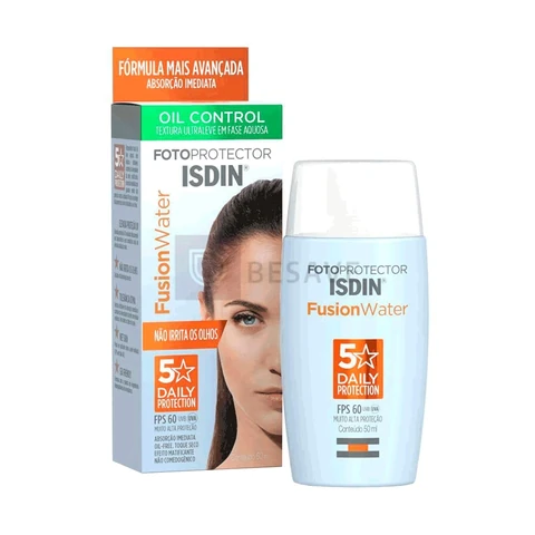 ISDIN Protetor Solar Facial Fusion Water 5 Stars Sem Cor FPS 60-50ml