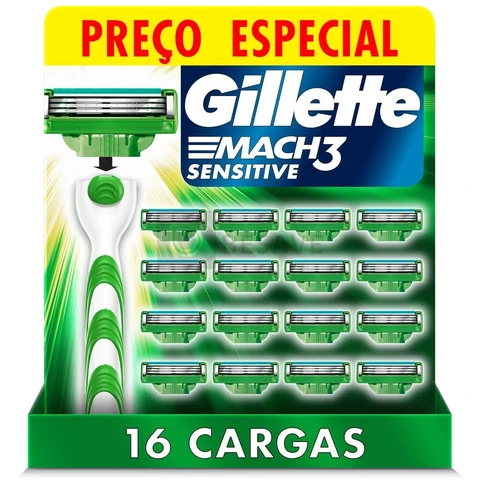 Carga para Aparelho de Barbear Gillette Mach3 Sensitive 16 unidades