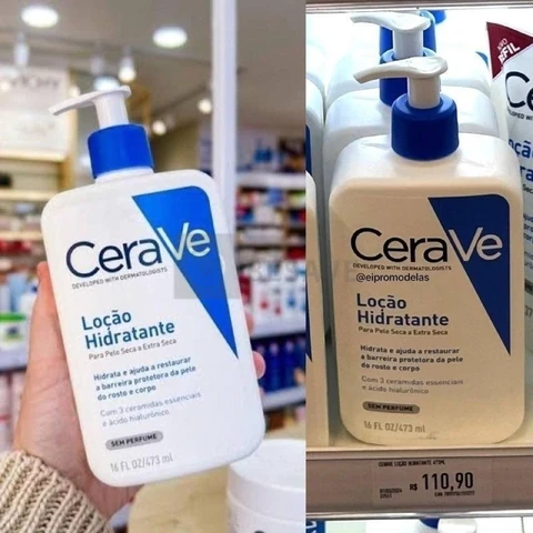Loção Hidratante Corporal Sem Perfume, com Ceramidas Essenciais e Ácido Hialurônico, Textura Fluida CeraVe 473ml