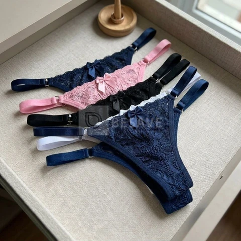 Kit 10 Calcinha De Renda Tanga Fio Lingerie Forro De Algodão