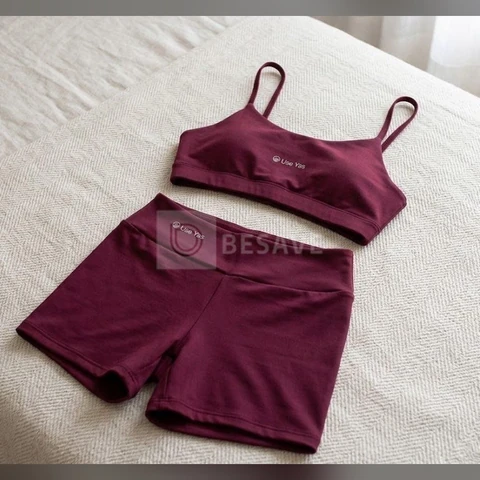 Conjunto Fitness Virginia Top Shorts Meia Coxa Cintura Alta