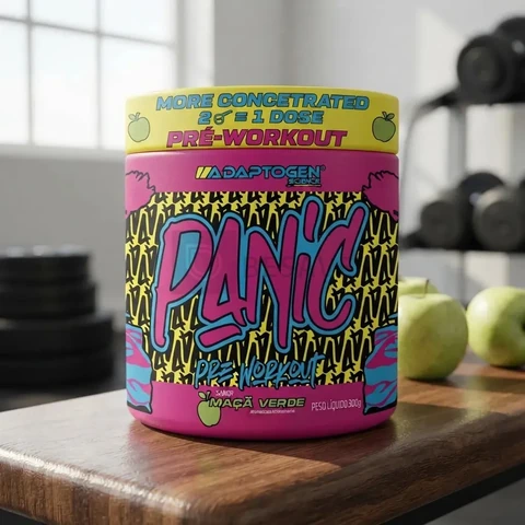 Suplemento Em Pó Adaptogen Science Panic Pré Treino com creatina Pote 300g Sabor maçã verde