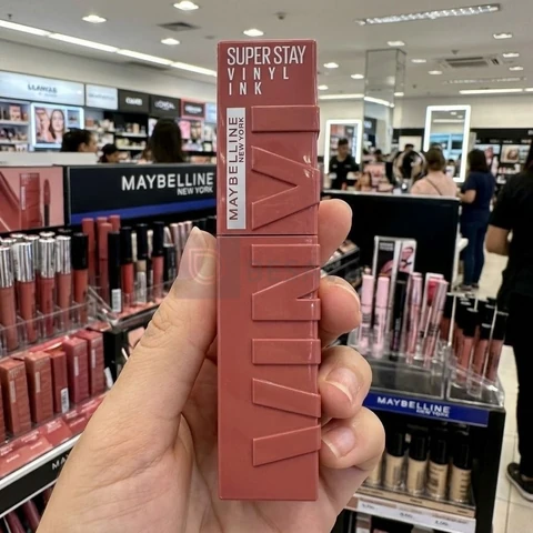 Batom Líquido, Longa Duração, Acabamento Vinil Espelhado e Efeito Gloss, Brilho Instantâneo, Conforto para os Lábios, Fórmula Vegana, Cor Cheeky, SuperStay Vinyl Ink Maybelline NY 4,2ml