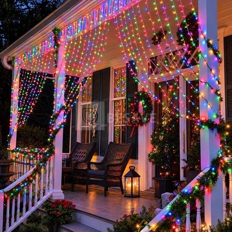 Pisca Cortina 300 Leds 3x3m Usb Ip44 8 Modos Iluminação Luzes Fada Decoração De Natal Festa Colorido Luvinco