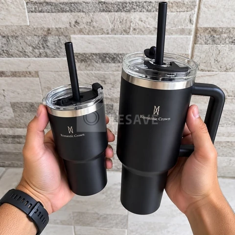 Kit Copo Térmica Inox 1200ml & 600ml Com Tampa E Canudo