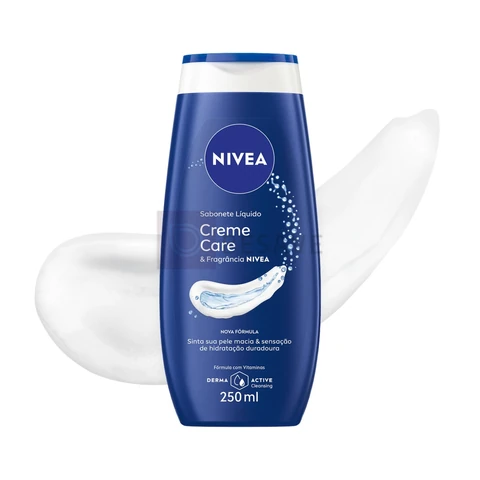 NIVEA Sabonete Líquido Creme Care 250ml, Limpeza Suave, Banho, Hidrata e Protege, Uso Diário, Todas as Peles