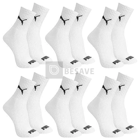 Kit 6 Pares Meia Cano Médio Alto Atoalhada Esportiva Algodão Masculina Feminina Unissex Adulto Academia Dia a Dia Puma