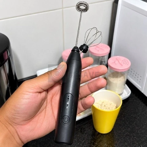 Mini Mixer Misturador De Bebidas Elétrico 2 Em 1 Portátil Recarregável Mexedor De Ovos Leite Whey Café Espuma Shake Drinks Capuccino Suco Blackbom