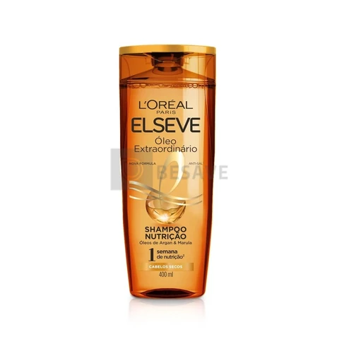 Elseve Óleo Extraordinário, Shampoo para Cabelos Secos, Nutrição com Micro-Óleos de Flores Preciosas para Brilho e Vitalidade, Leveza Infinita sem Pesar, 400ml