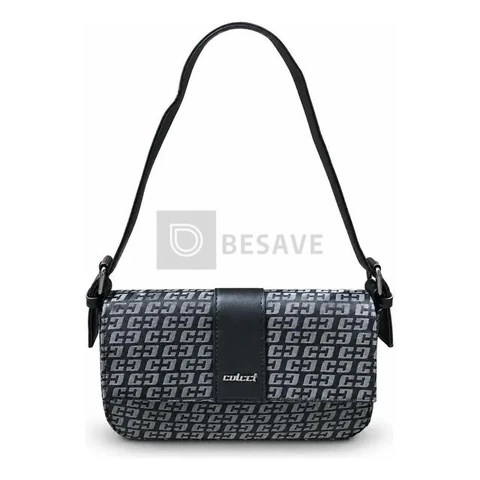 Bolsa Feminina Colcci Preta Media Monograma Festa Com Alça