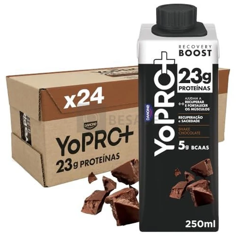 YoPRO Bebida Láctea UHT Chocolate Líquida Caixinha 250ml - 23g de Proteínas - Sem Lactose - Pack com 24 Unidades