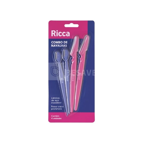 Navalhas para Sobrancelha Ricca, Pack com 4 Unidades