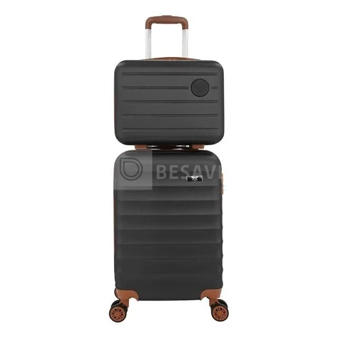 Kit Mala De Viagem Bordo Mão Pequena 10kg Abs Cadeado 360 Cor Preto