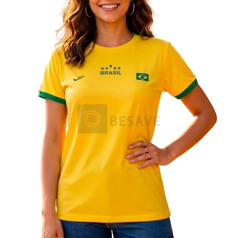 Camisa do Brasil Feminina Copa 2026 Camiseta Seleção Brasileira Estampada Elite Dry Fit Proteção UV Torcedor