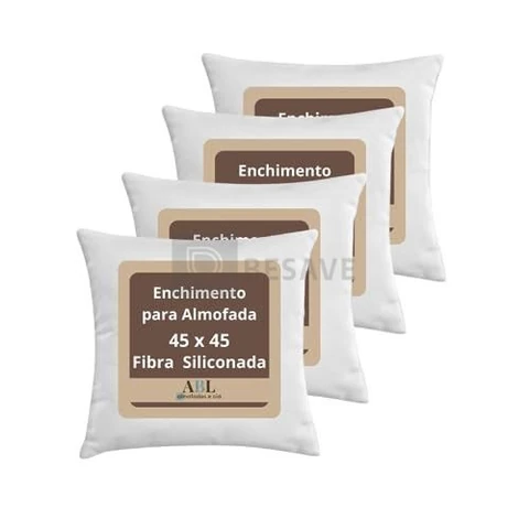 Kit 4 Enchimento para Almofadas Fibra Siliconada 45x45 cm