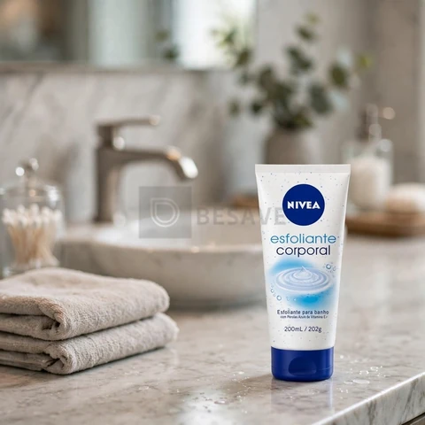 NIVEA Esfoliante Corporal para Banho 200ml, Esfoliação Suave, Remove Impurezas, Renovação Celular, Pele Uniforme e Macia