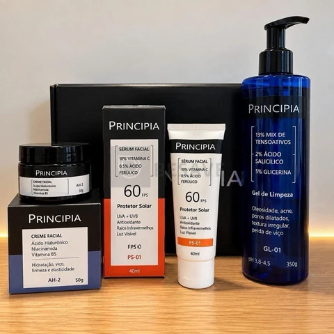 Kit Principia para Rotina de Skincare Pele Sensível com Protetor Solar FPS 60